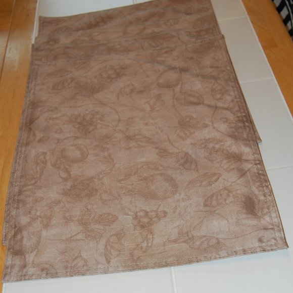 4 Tan/Brown/Beige Tone Fruit & Leaves Print Placemats 13 1/4" Wide by 18" Long - Picture 12 of 12